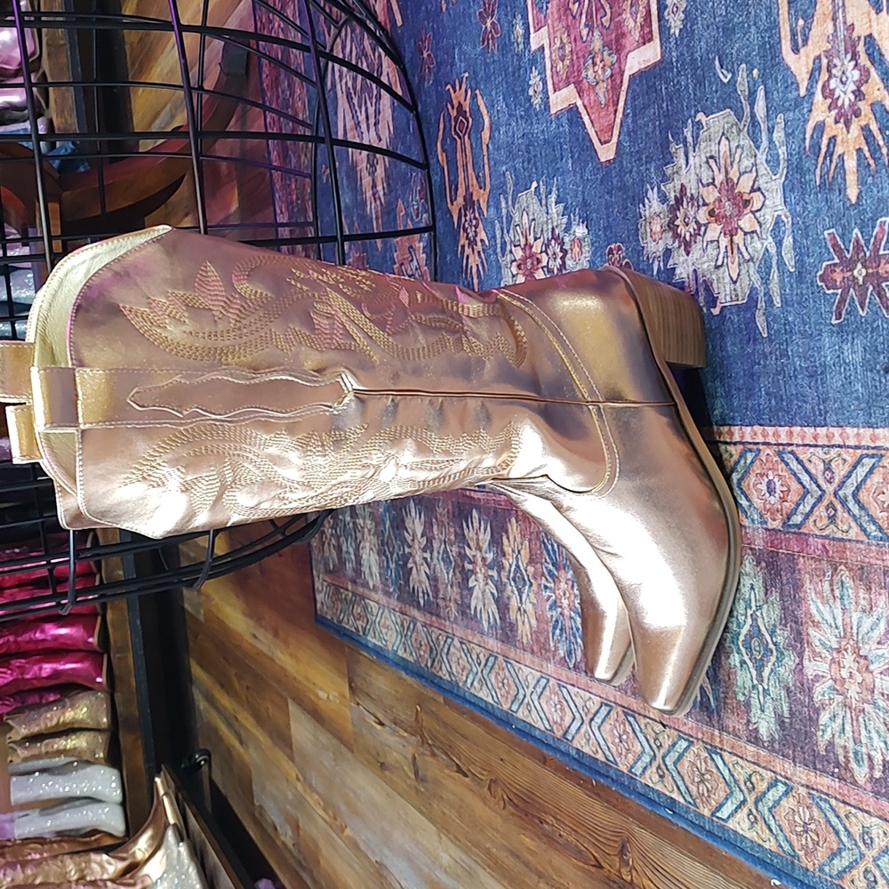 Women's gold metallic cowboy boots SALE - Picture 11 of 12